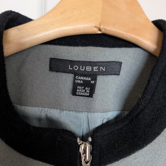 1990s Louben Wool Cashmere Blend Zip Jacket Blazer Gray Blue EUC Size 12 - Picture 7 of 9